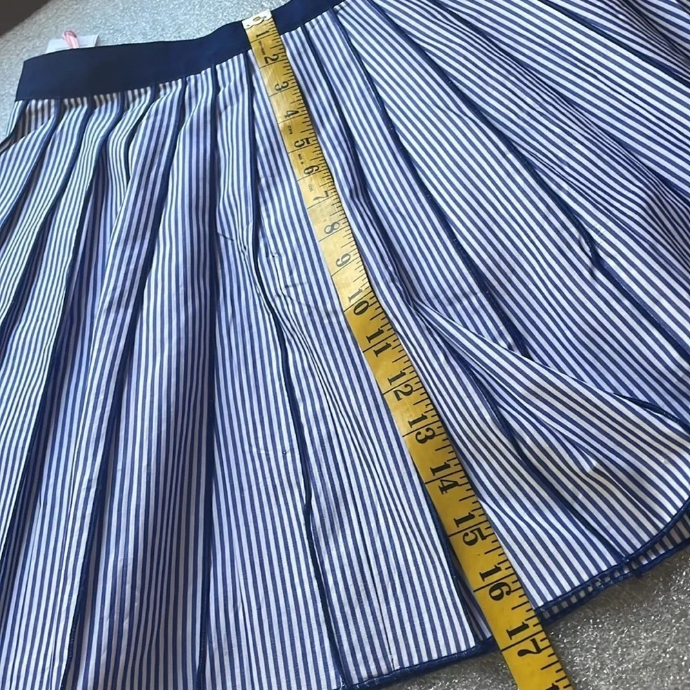 NWT Vineyard Vines Poplin Stripe Pleated A-Line Stripe Skirt Size 0 Blue White
